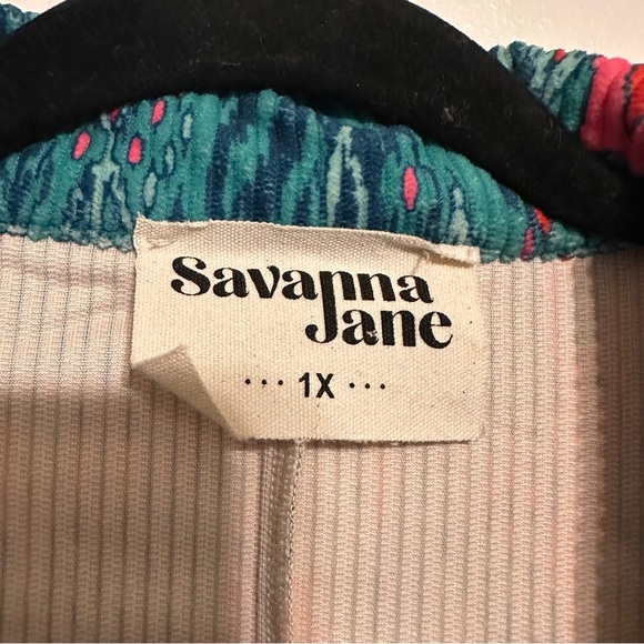 Savanna Jane Kaleidoscope Teal Corduroy Blazer Jacket size 1X - Picture 7 of 8